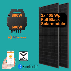 Balkonkraftwerk APSystems EZ1-M 800 W und 2x Solarmodule 405 Wp Full Black TW
